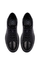 Men's Black Lace-Up Leather Casual Sneakers | Derimod Men's Black Lace-Up Leather Casual Sneakers | Derimod