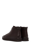 Men's Brown Lace-Up Zipper Leather Sports Boots | Derimod Men's Brown Lace-Up Zipper Leather Sports Boots | Derimod