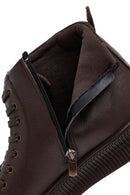 Men's Brown Lace-Up Zipper Leather Sports Boots | Derimod Men's Brown Lace-Up Zipper Leather Sports Boots | Derimod