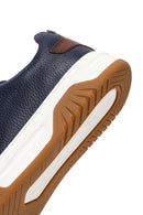 Erkek Lacivert Bağcıklı Kalın Tabanlı Deri Sneaker | Derimod Erkek Lacivert Bağcıklı Kalın Tabanlı Deri Sneaker | Derimod