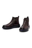 Men's Brown Zippered Thick Sole Leather Boat | Derimod Men's Brown Zippered Thick Sole Leather Boat | Derimod