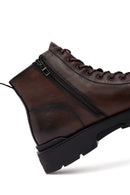 Men's Brown Zipper Leather Casual Boot | Derimod Men's Brown Zipper Leather Casual Boot | Derimod