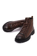 Men's Brown Zipper Leather Casual Boot | Derimod Men's Brown Zipper Leather Casual Boot | Derimod