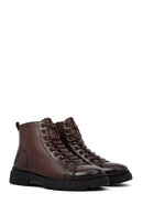 Men's Brown Zipper Leather Casual Boot | Derimod Men's Brown Zipper Leather Casual Boot | Derimod