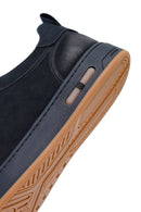 Men's Navy Blue Lace-Up Nubuck Leather Sneakers | Derimod Men's Navy Blue Lace-Up Nubuck Leather Sneakers | Derimod