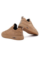 Men's Mink Laced Nubuck Leather Sneakers | Derimod Men's Mink Laced Nubuck Leather Sneakers | Derimod