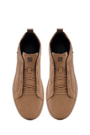 Men's Mink Laced Nubuck Leather Sneakers | Derimod Men's Mink Laced Nubuck Leather Sneakers | Derimod