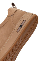 Men's Mink Laced Nubuck Leather Sneakers | Derimod Men's Mink Laced Nubuck Leather Sneakers | Derimod