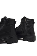Men's Black Zippered Thick-Soled Leather Boots | Derimod Men's Black Zippered Thick-Soled Leather Boots | Derimod