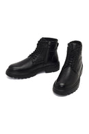 Men's Black Zippered Thick-Soled Leather Boots | Derimod Men's Black Zippered Thick-Soled Leather Boots | Derimod