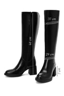 Woman Black Zippered Thick Heeled Boots | Derimod Woman Black Zippered Thick Heeled Boots | Derimod
