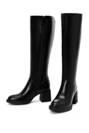 Woman Black Zippered Thick Heeled Boots | Derimod Woman Black Zippered Thick Heeled Boots | Derimod