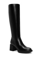 Woman Black Zippered Thick Heeled Boots | Derimod Woman Black Zippered Thick Heeled Boots | Derimod