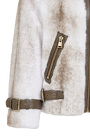 Anabel Women's White Teddy Leather Jacket | Derimod Anabel Women's White Teddy Leather Jacket | Derimod