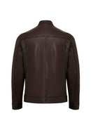 Felibe Men Brown Leather Jacket | Derimod Felibe Men Brown Leather Jacket | Derimod