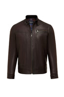 Felibe Men Brown Leather Jacket | Derimod Felibe Men Brown Leather Jacket | Derimod