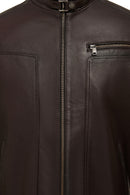 Felibe Men Brown Leather Jacket | Derimod Felibe Men Brown Leather Jacket | Derimod