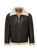 Bern Men's Brown Teddy Leather Jacket | Derimod Bern Men's Brown Teddy Leather Jacket | Derimod