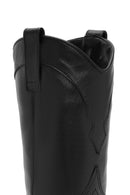 Women's Black Heeled Leather Cowboy Boots | Derimod Women's Black Heeled Leather Cowboy Boots | Derimod