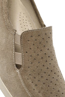 Kadın Bej Dolgu Topuklu Süet Deri Comfort Loafer | Derimod Kadın Bej Dolgu Topuklu Süet Deri Comfort Loafer | Derimod
