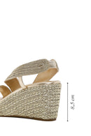 Women's Gold Wedge Heeled Knitted Espadrille Sandals | Derimod Women's Gold Wedge Heeled Knitted Espadrille Sandals | Derimod