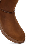 Women's Tan Zippered Suede Teddy Boot | Derimod Women's Tan Zippered Suede Teddy Boot | Derimod
