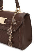 Woman Brown Long-Strap Charmed Mini Shoulder Bag | Derimod Woman Brown Long-Strap Charmed Mini Shoulder Bag | Derimod
