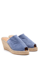 Women's Suede Wedge Heeled Slippers | Derimod Women's Suede Wedge Heeled Slippers | Derimod