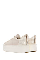 Women's Beige Thick Sole Lace Up Leather Sneaker | Derimod Women's Beige Thick Sole Lace Up Leather Sneaker | Derimod