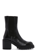 Women's Black Leather Heeled Chelsea Boots | Derimod Women's Black Leather Heeled Chelsea Boots | Derimod