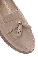 Kadın Vizon Püsküllü Deri Comfort Loafer | Derimod Kadın Vizon Püsküllü Deri Comfort Loafer | Derimod