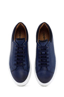 Erkek Lacivert Bağcıklı Deri Sneaker | Derimod Erkek Lacivert Bağcıklı Deri Sneaker | Derimod