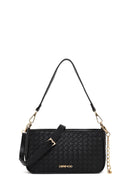 Woman Black Long-Strap Braided Shoulder Bag | Derimod Woman Black Long-Strap Braided Shoulder Bag | Derimod