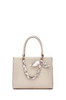 Woman Cream Long-Strap Accessorized Shoulder Bag | Derimod Woman Cream Long-Strap Accessorized Shoulder Bag | Derimod