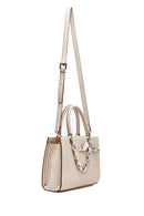 Woman Cream Long-Strap Accessorized Shoulder Bag | Derimod Woman Cream Long-Strap Accessorized Shoulder Bag | Derimod