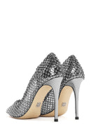Women's Silver Stone High Thin Heel Leather Stiletto | Derimod Women's Silver Stone High Thin Heel Leather Stiletto | Derimod