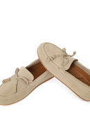 Woman Beige Suede Leather Loafer | Derimod Woman Beige Suede Leather Loafer | Derimod