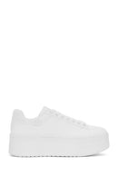 Kadın Beyaz Bağcıklı Kalın Tabanlı Sneaker | Derimod Kadın Beyaz Bağcıklı Kalın Tabanlı Sneaker | Derimod