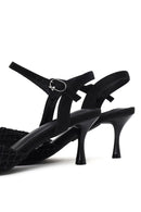 Woman Black Ankle-Buckle Backless Rhinestone Stiletto High Heel | Derimod Woman Black Ankle-Buckle Backless Rhinestone Stiletto High Heel | Derimod