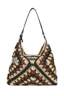 Woman Brown Straw Shoulder Bag | Derimod Woman Brown Straw Shoulder Bag | Derimod