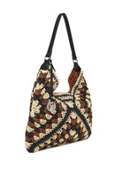 Woman Brown Straw Shoulder Bag | Derimod Woman Brown Straw Shoulder Bag | Derimod