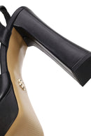 Woman Black Ankle-Buckle High Chunky-Heel Platform Leather Sandal | Derimod Woman Black Ankle-Buckle High Chunky-Heel Platform Leather Sandal | Derimod