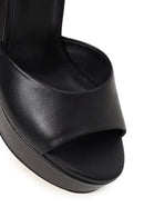 Woman Black Ankle-Buckle High Chunky-Heel Platform Leather Sandal | Derimod Woman Black Ankle-Buckle High Chunky-Heel Platform Leather Sandal | Derimod
