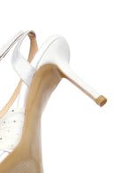 Women's White Ankle Buckle High Thin Heel Fabric Sandals | Derimod Women's White Ankle Buckle High Thin Heel Fabric Sandals | Derimod