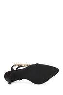 Woman Black Embellished High Thin-Heeled Sandal | Derimod Woman Black Embellished High Thin-Heeled Sandal | Derimod