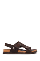 Male Brown Nubuck Leather Sandals | Derimod Male Brown Nubuck Leather Sandals | Derimod