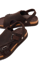 Male Brown Nubuck Leather Sandals | Derimod Male Brown Nubuck Leather Sandals | Derimod