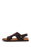 Male Brown Nubuck Leather Sandals | Derimod Male Brown Nubuck Leather Sandals | Derimod