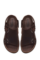Male Brown Nubuck Leather Sandals | Derimod Male Brown Nubuck Leather Sandals | Derimod
