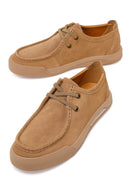 Male Beige Lace-Up Thick-Soled Suede Leather Casual Shoes | Derimod Male Beige Lace-Up Thick-Soled Suede Leather Casual Shoes | Derimod